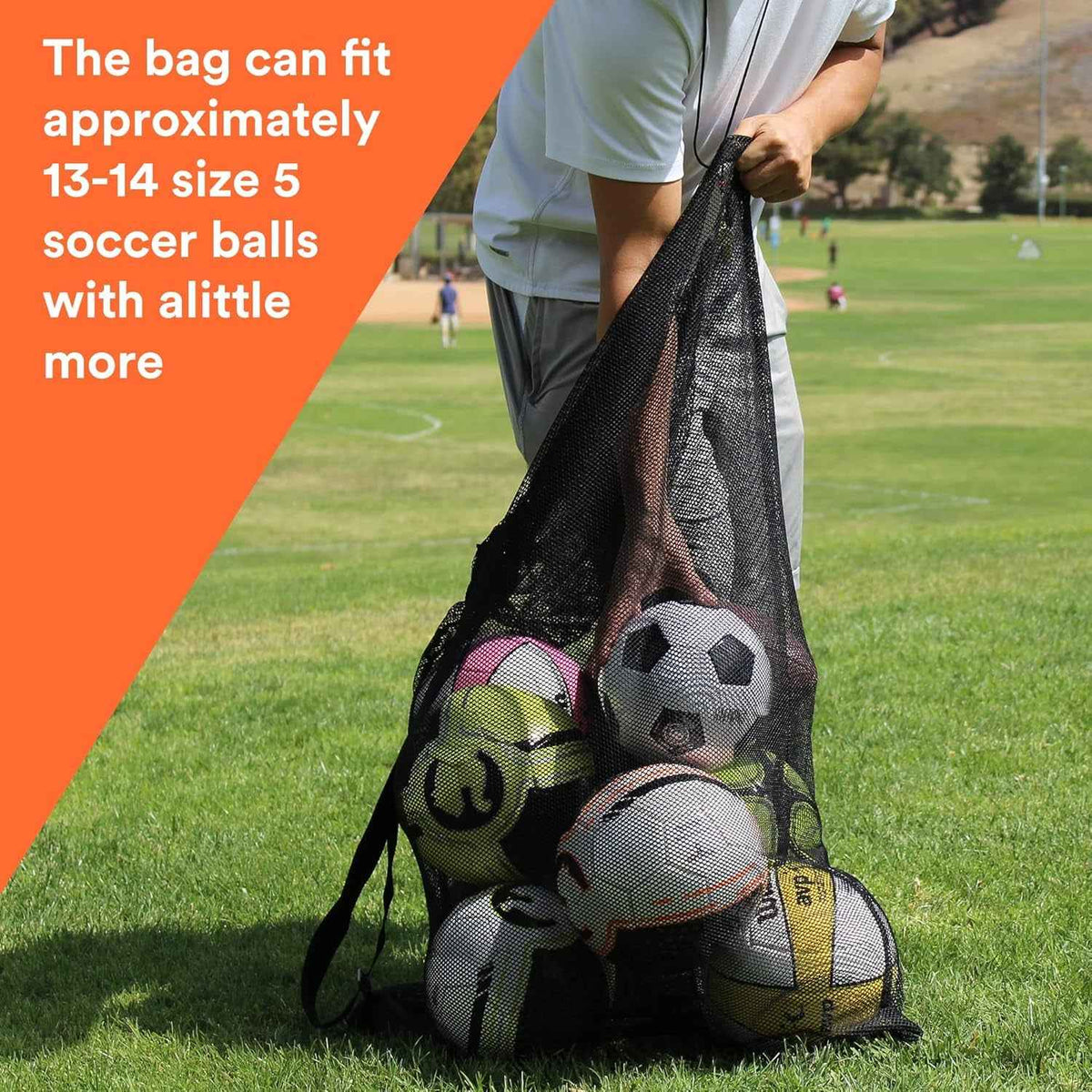 Heavy Duty Mesh Sports Gear Bag with Adjustable Shoulder Strap