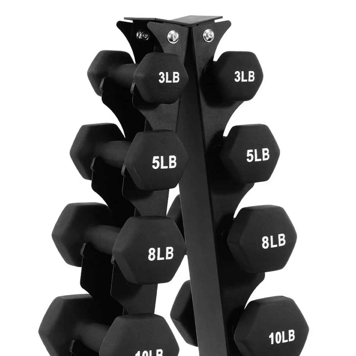 Balancefrom Fitness 110 Pound Neoprene Coated Cast Iron Dumbbell X Elite Exercise Workout Set with Stand, 10 Pairs of 1 to 10 Pound Weights, Black